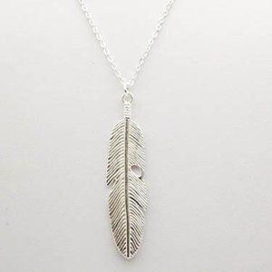 Solid Long Feather Pendant Sweater Chain Necklace